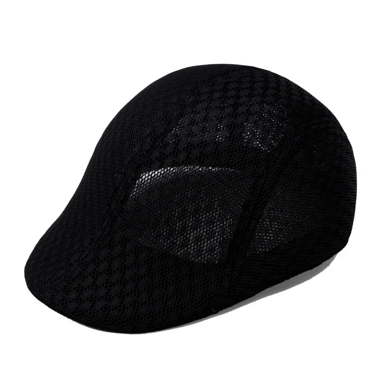 Breathable Mesh Beret Hat for Summer | Unisex Newsboy Flat Cap