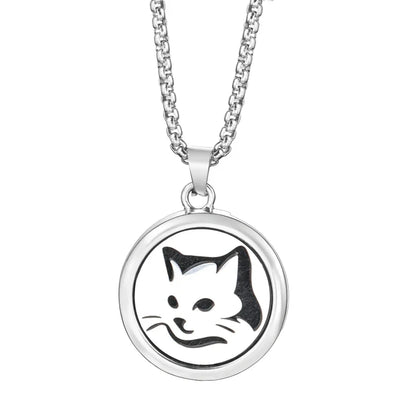 20mm Pattern Insert Perfume Pad Locket Necklace | Stainless Steel Aromatherapy Pendant