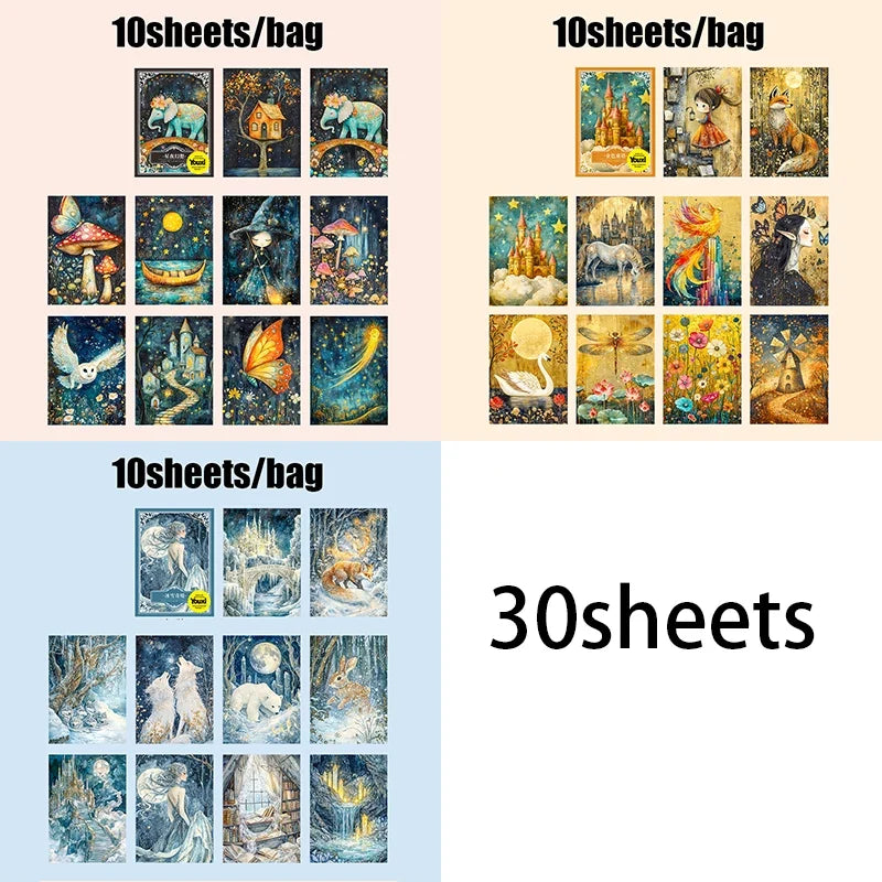 30pcs Vintage Fairytale Secret Series Stickers | Collage & DIY Craft Material Pack