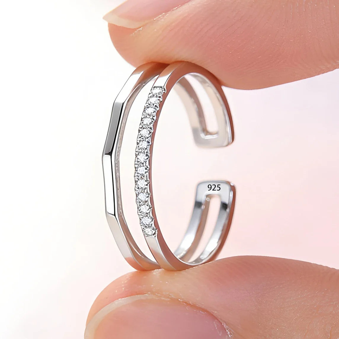 VENTFILLE 925 Sterling Silver Flower Lace Ring | Korean Fashion Adjustable CZ Ring
