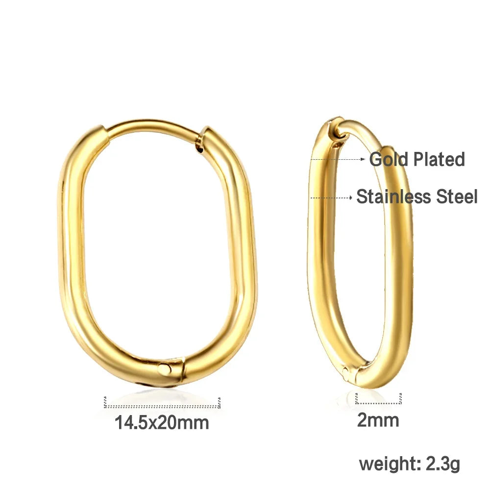 LUXUSTEEL U-Shaped and Geometric Hoop Earrings | Anti-Allergy Stainless Steel Earrings for Women and Men