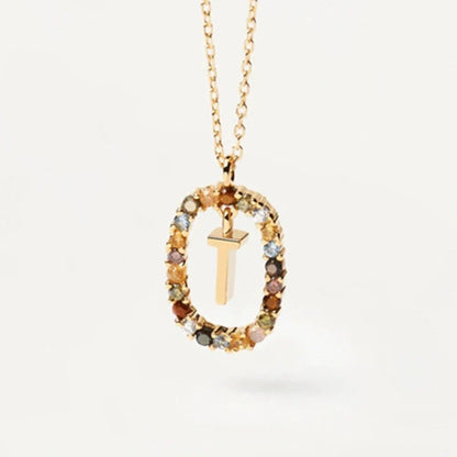 925 Sterling Silver Gold Initial Necklace | Personalized Letter Pendant with Zirconia