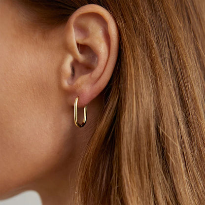 LUXUKISSKIDS Stainless Steel Oval Hoop Earrings | Fashion Geometric Clips for Women