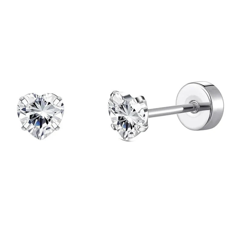 Stainless Steel Crystal Stud Earrings Set | Star Heart Butterfly Cartilage Tragus Helix Piercing Jewelry