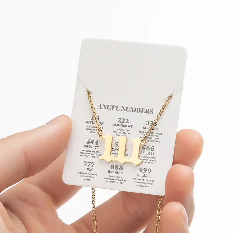 Angel Number Stainless Steel Pendant Necklace | Lucky Numbers Jewelry