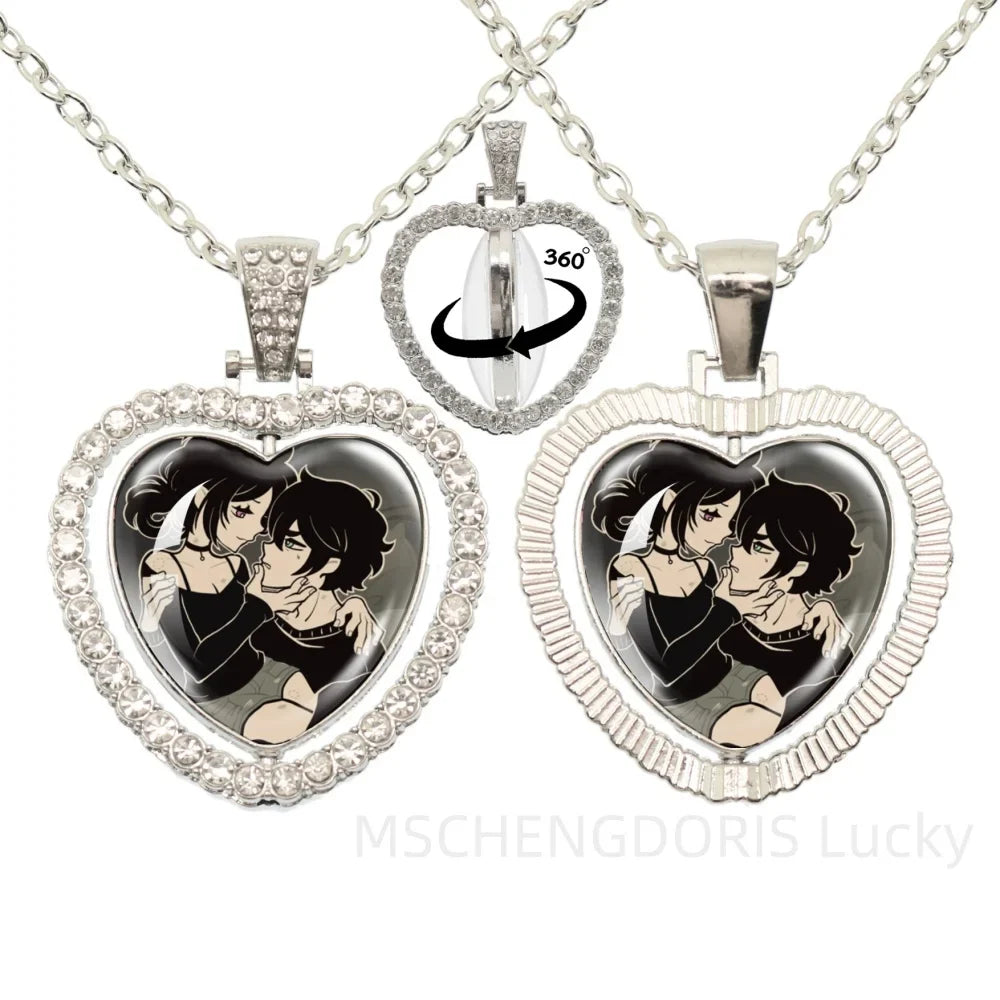 The Coffin Of Andy And Leyley Cosplay Necklace | Double Sided Glass Cabochon Heart Pendant