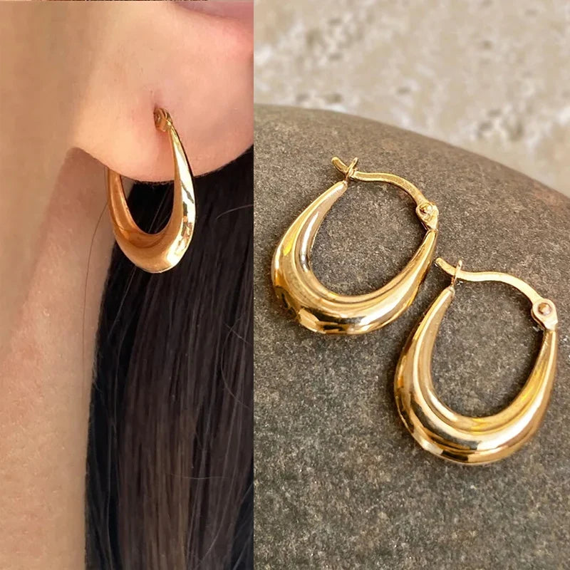 Geometric Metal Hoop Earrings for Women | Trendy Fashion Jewelry Set