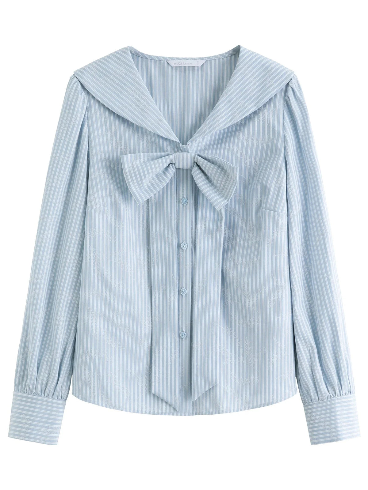 Plus Size Navy Striped Shirt Dress with Bow Autumn Style