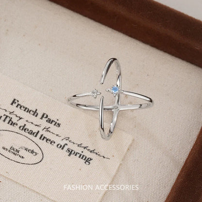 VENTFILLE 925 Sterling Silver Flower Lace Ring | Korean Fashion Adjustable CZ Ring