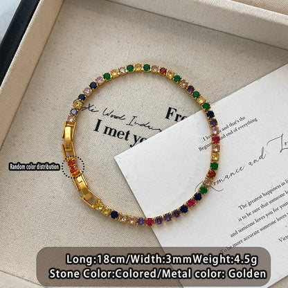 Dopamine Colored Zircon Collarbone Chain | Gold Colour Women's Trend Necklace