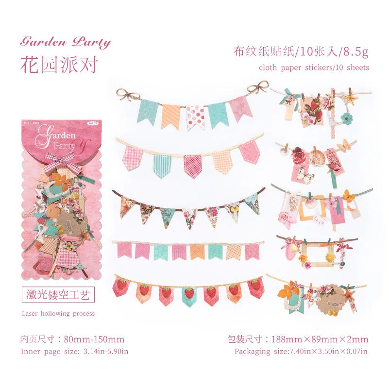10 pcs Vintage Festival Hollow Landscape Scrapbook Stickers | Handmade Collage Journal Pack
