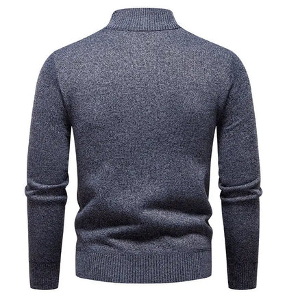 Winter Fleece-Lined Stand Collar Half-Zip Pullover Knitted Sweater for Men,Multi-Color Versatile Casual  Men's Knit Sweater