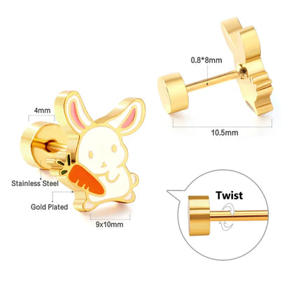 Cute Acrylic Animal Stud Earrings | Surgical Steel Hypoallergenic Earrings for Women and Girls