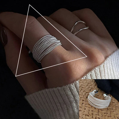 VENTFILLE 925 Sterling Silver Adjustable Rings | Vintage Hip Hop Couples Jewelry