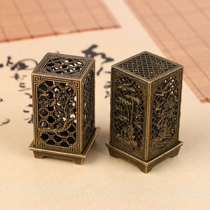 Square Vertical Incense Burner | Small Xiangyun Alloy Holder for Indoor Aromatherapy
