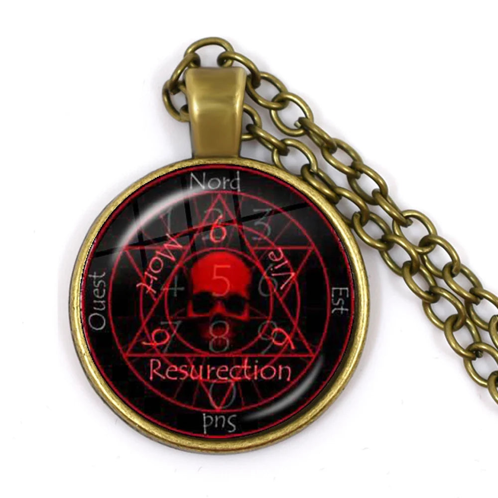 Gothic Alucard Pentagram Pendant Necklace | 25mm Glass Cabochon Statement Jewelry
