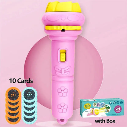 10 Cards Cartoon Projection Flashlight | 80 Patterns Creative Children Toy Projector