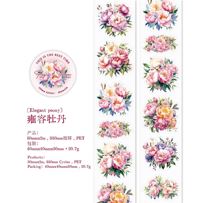 Journal GO Flower Washi Tape Set | Fragrant Scrapbooking Decorative Tape