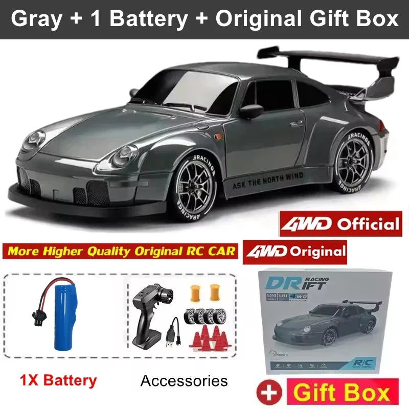 New 4WD Remote Control Drift Car Full Size 1:24 Mini Remote Control Racing Car Model 2.4G Radio High Speed RC Car Boy Toy Gift