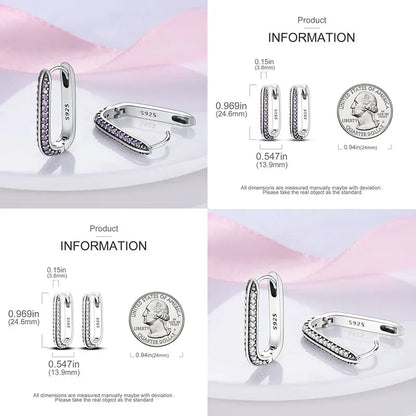Colorful 925 Sterling Silver Hoop Earrings for Women | Classic Circle Earrings