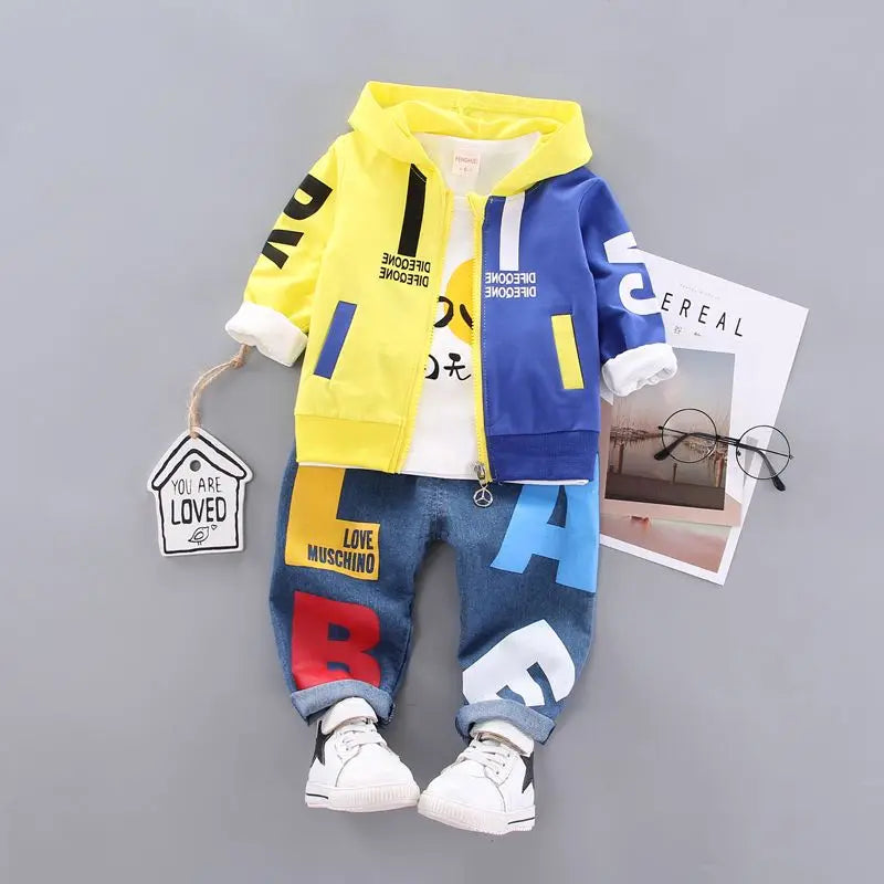 Spring and Autumn Boys Clothing Set Girls' Spring and Autumn Leisure Three piece Set Infant and Young Children's Clothing