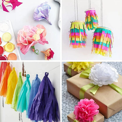 100 Sheets Multicolor Tissue Paper for Gift Wrapping | Bulk A4/A5 Translucent Craft Paper