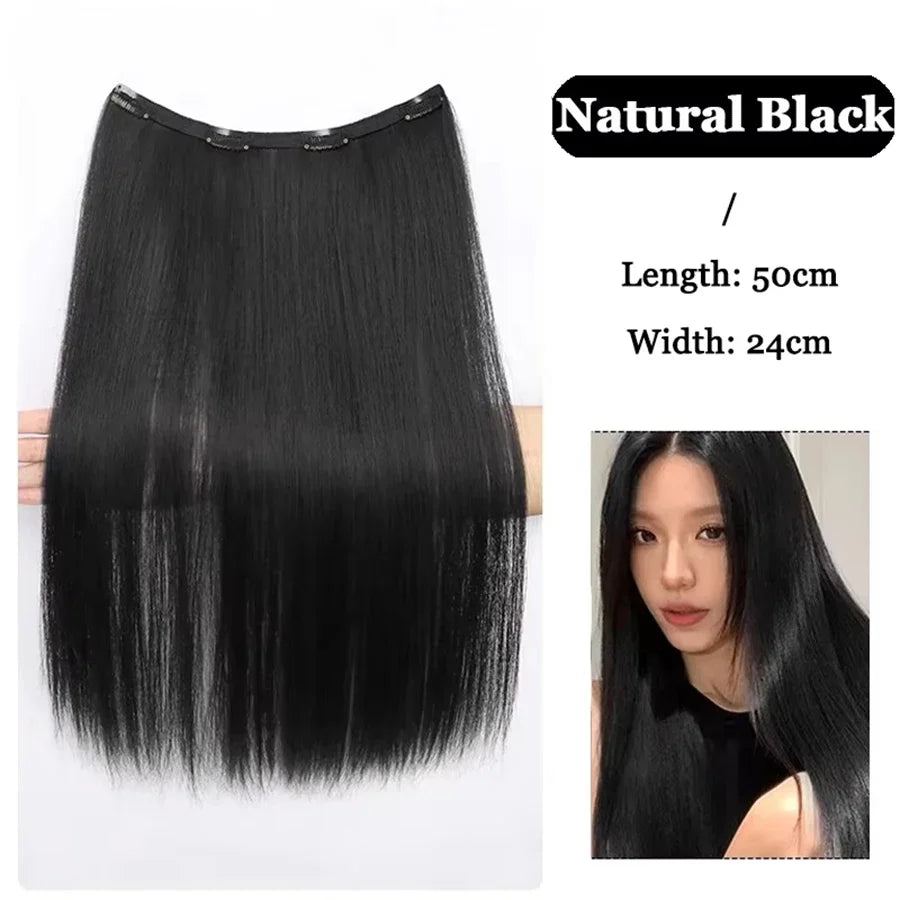 Synthetic Long Straight Clip In Hair Extension | 4 Clips Hidden Hair Piece Wig