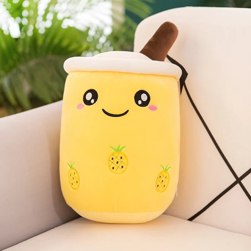 Kawaii Boba Fruit Bubble Tea All Series Cartoon Plush Toy Stuffed Animals Cute Food Milk Tea Soft Toys Room Decor Pillow Gifts