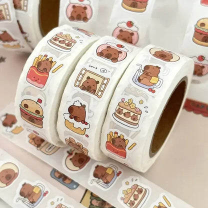 500 stickers capybara roll stickers high value cute cartoon decorative stickers sealing stickers