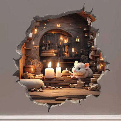 Mouse Hole Wall Decal Sticker | Removable Funny Wall Decoration