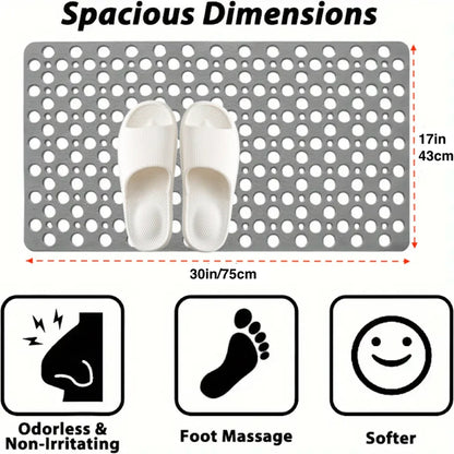 Non-Slip Bathroom Mat with Suction Cups – 43x75cm Quick Drain Shower Rug