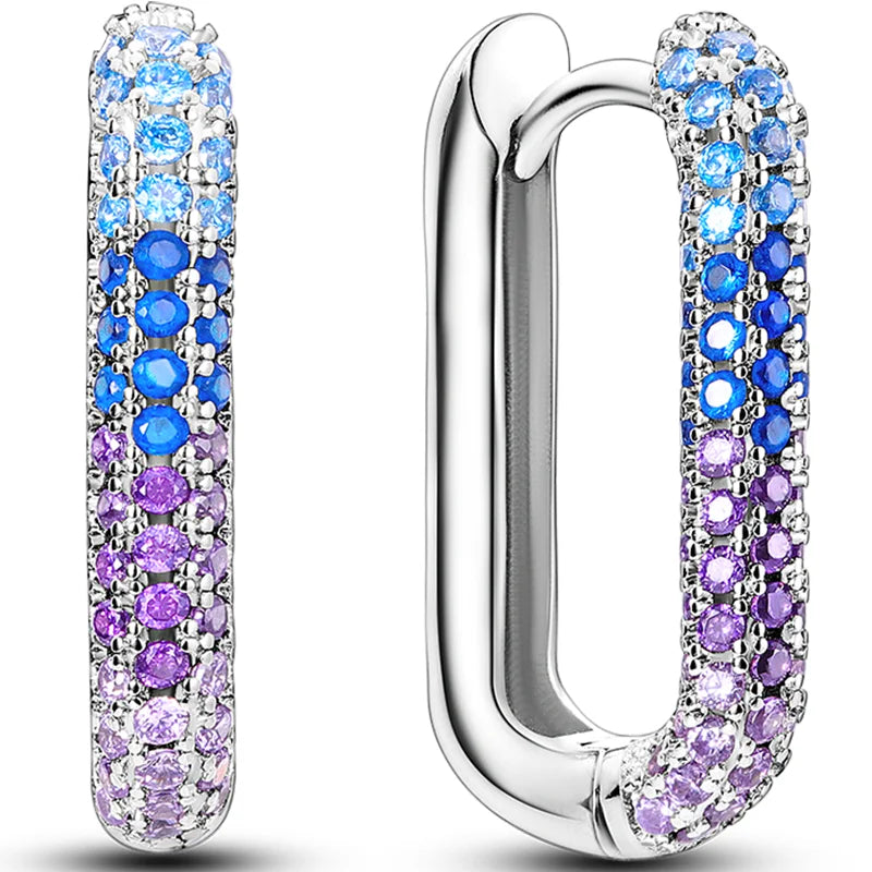 Colorful 925 Sterling Silver Hoop Earrings for Women | Classic Circle Earrings