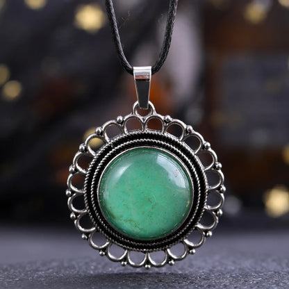 Lace Agate Pendant Necklace | Vintage Handmade Crystal Jewelry