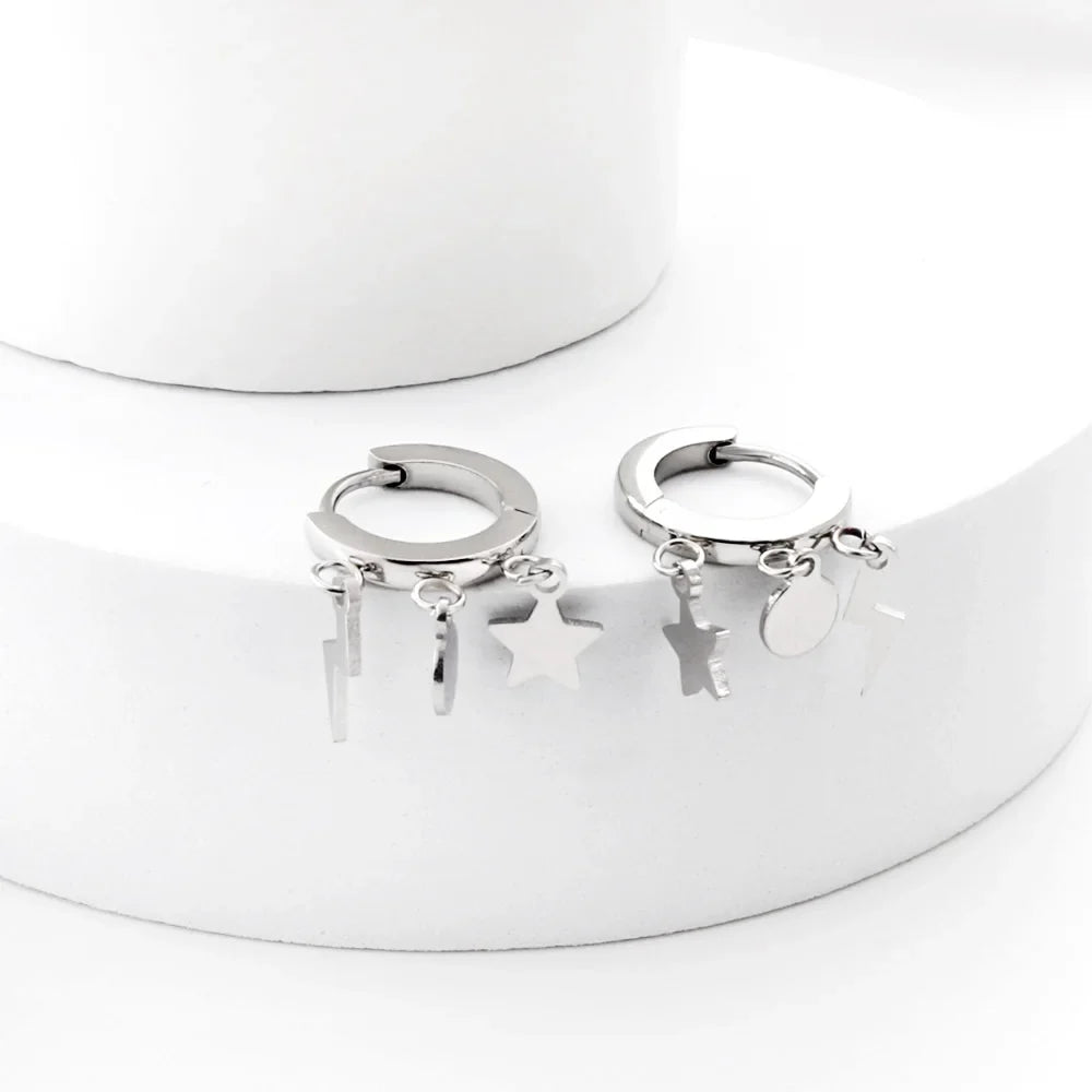 LUXUSTEEL Stainless Steel Cross Hoop Earrings | Colorful Fashion Jewelry for Women
