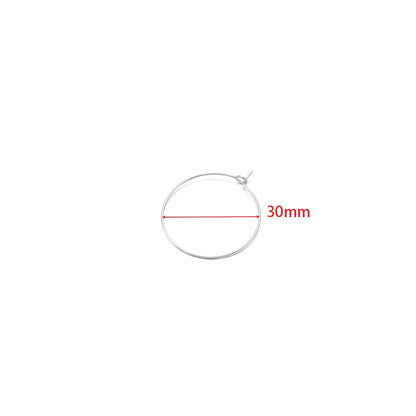 20pcs Stainless Steel Big Circle Hoop Earrings Wires | 18K Gold Plated or Steel Color, 20-40mm