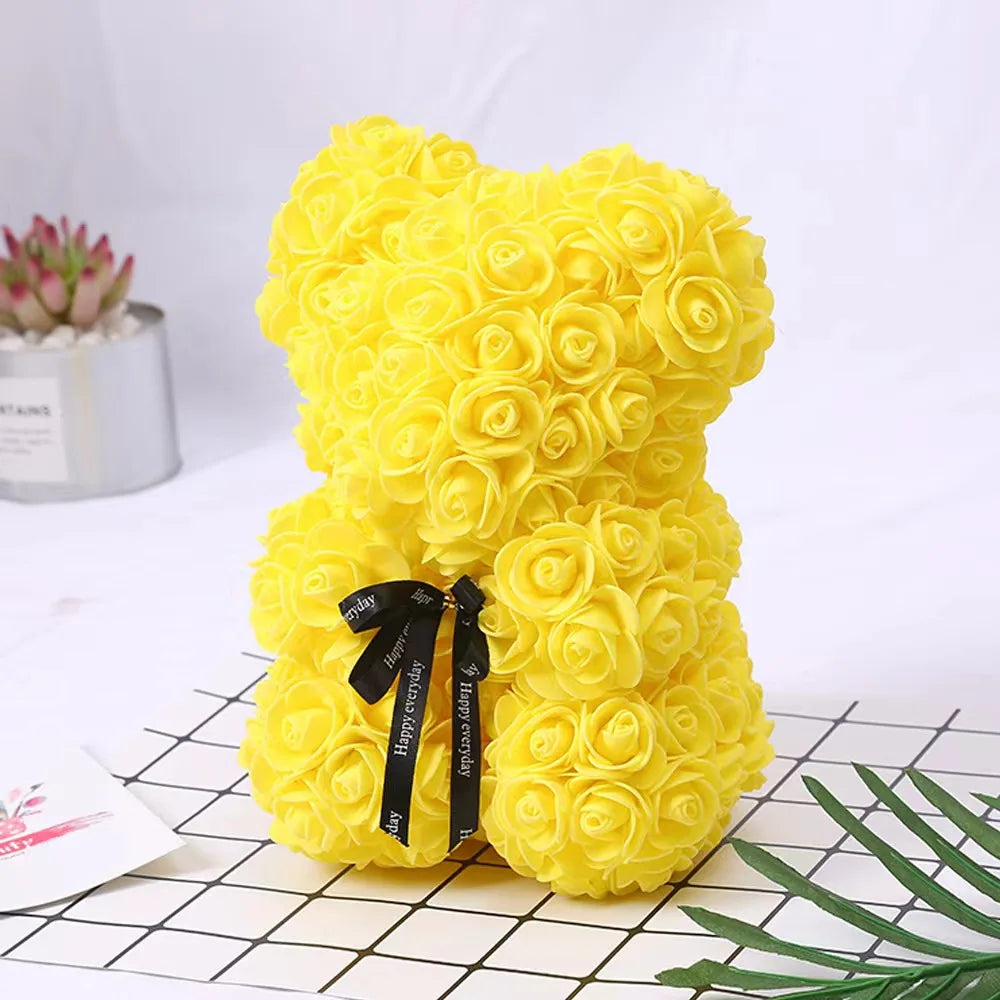 Romantic Valentine's Day Creative Eternal Flower Rose Bear Christmas Gift Rose Bear Hug Bear Wedding Flower Decoration Gift
