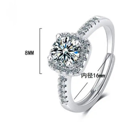 1CT 2CT 3CT Moissanite Engagement Ring | Sterling Silver Halo Bridal Set