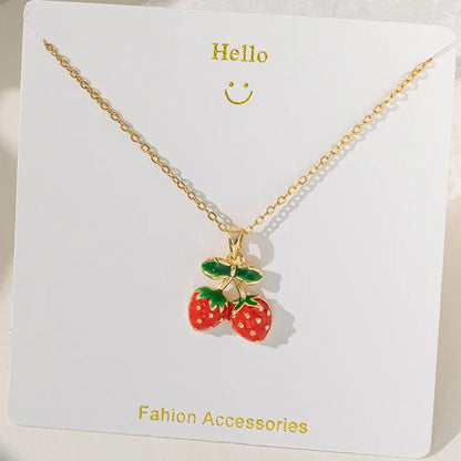 ANENJERY 316L Stainless Steel Fruit Pendant Necklace | Simple Fashion Jewelry for Women