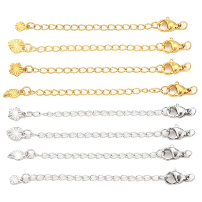 Stainless Steel Extension Tail Chains with Lobster Clasps | 10pcs Jewelry Findings