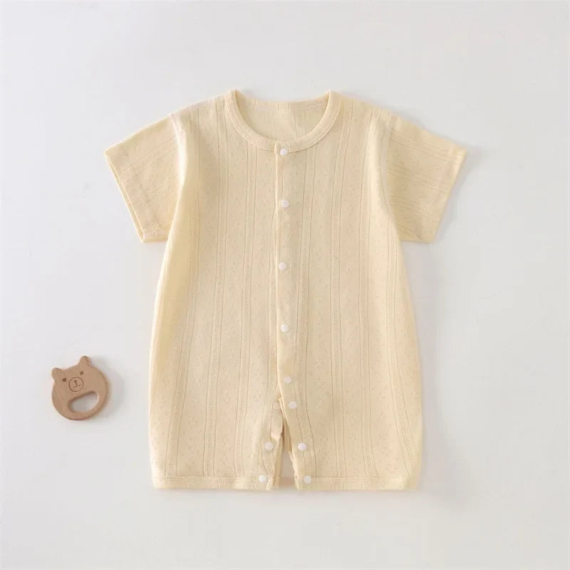 Baby Short Sleeved Jumpsuit Summer Newborn Breathable Mesh Air Conditioning Suit Boys Girls Infant Thin Sleepwear Crawling Suits