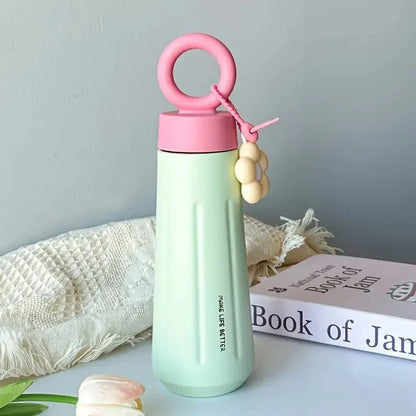 450ml 316 Stainless Steel Vacuum Insulated Water Bottle with Sunflower Pendant | Unisex Thermos for Hot & Cold Drinks