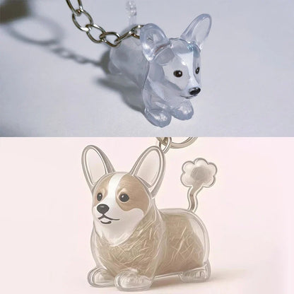 Clear Puppy Hair Memorial Keychain | Pet Fur Keepsake Capsule DIY Pendant
