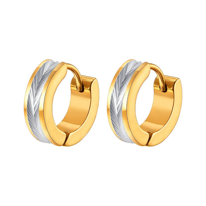 Vnox Stainless Steel Small Hoop Earrings for Men Women | Stylish Two-Tone Metal Huggies
