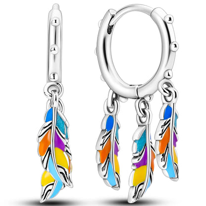 Colorful 925 Sterling Silver Hoop Earrings for Women | Classic Circle Earrings