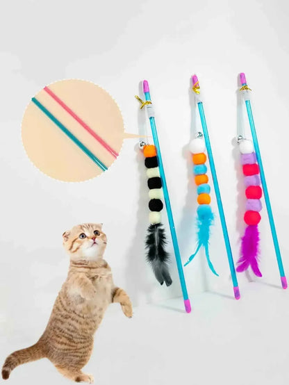 Elastic String Cat Teaser Wand with Faux Fur Bug