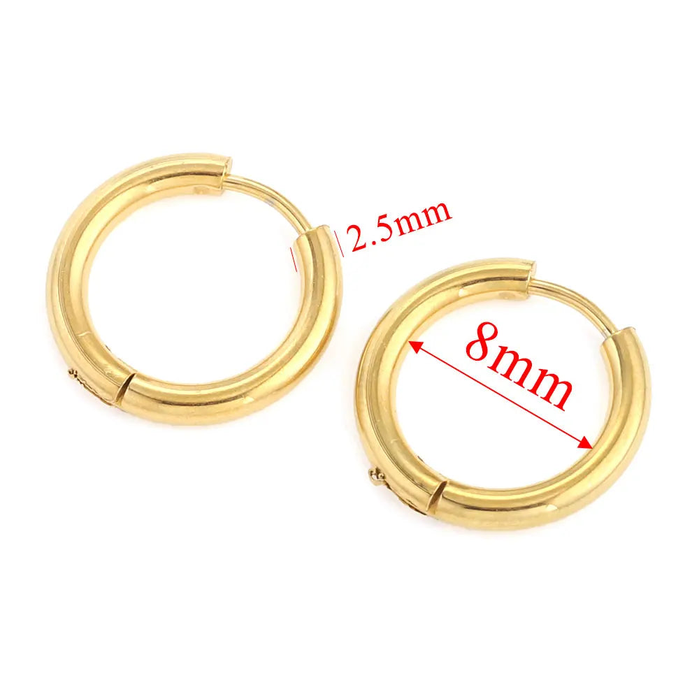 6pcs Stainless Steel Hoop Earrings Set | Hypoallergenic Korean Style Earrings for Women
