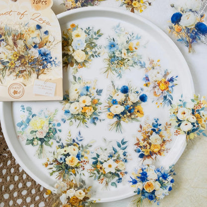 Vintage Floral PET Sticker Pack | 20 Transparent Decals for Junk Journaling