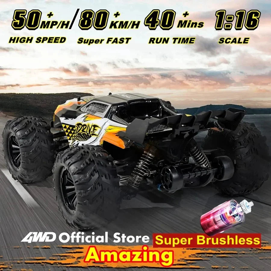 4WD Remote Control Car Off Road 4x4 RC High Speed Buggy Truck Super Brushless 50 or 80KM/H Fast Drift Racing Toy Kids Adults