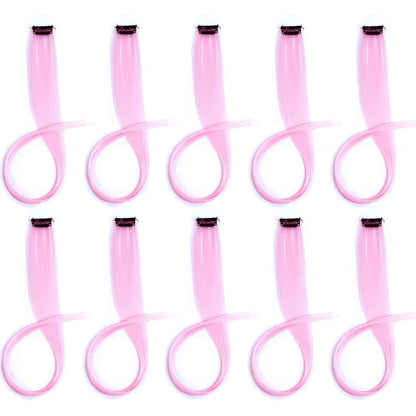 10pcs 22Inch Synthetic Long Straight Hair Extensions Clip in Colored Party Highlights Hairpieces for Women Kids Girls