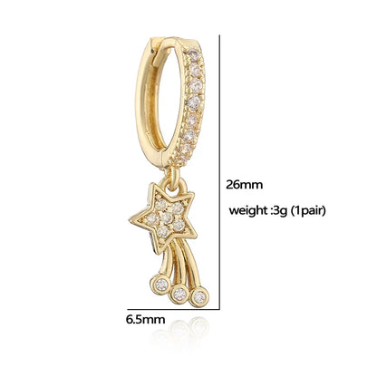 Sun Star Drop Earrings | 18K Gold Plated Meteorite Charm Jewelry